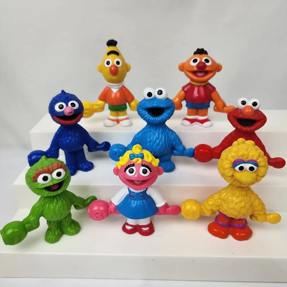 1994 Sesame Street Complete Set Of 8 Connect & Count Toys Big Bird Elmo Grover